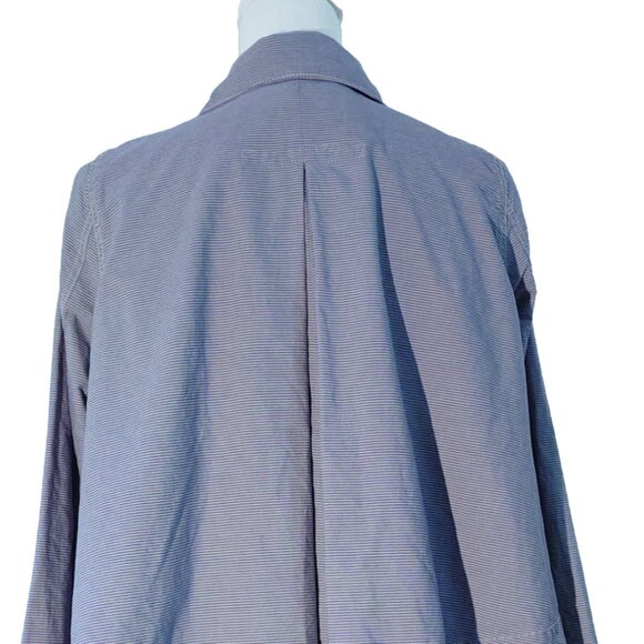 THE GREAT. Blue Railroad-Stripe Swing Jacket Utility Jacket - Picture 7 of 12